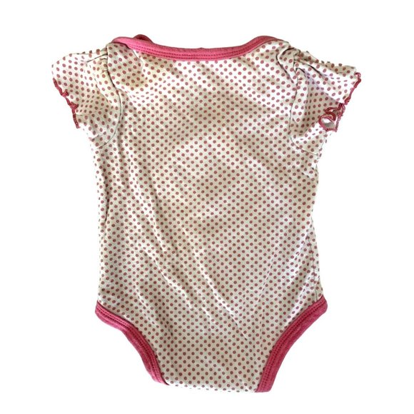 Team Athletic Girls Baby Infant 6 9 Months 1 piece Bodysuit Pink Polka Dot Chica - Picture 2 of 2